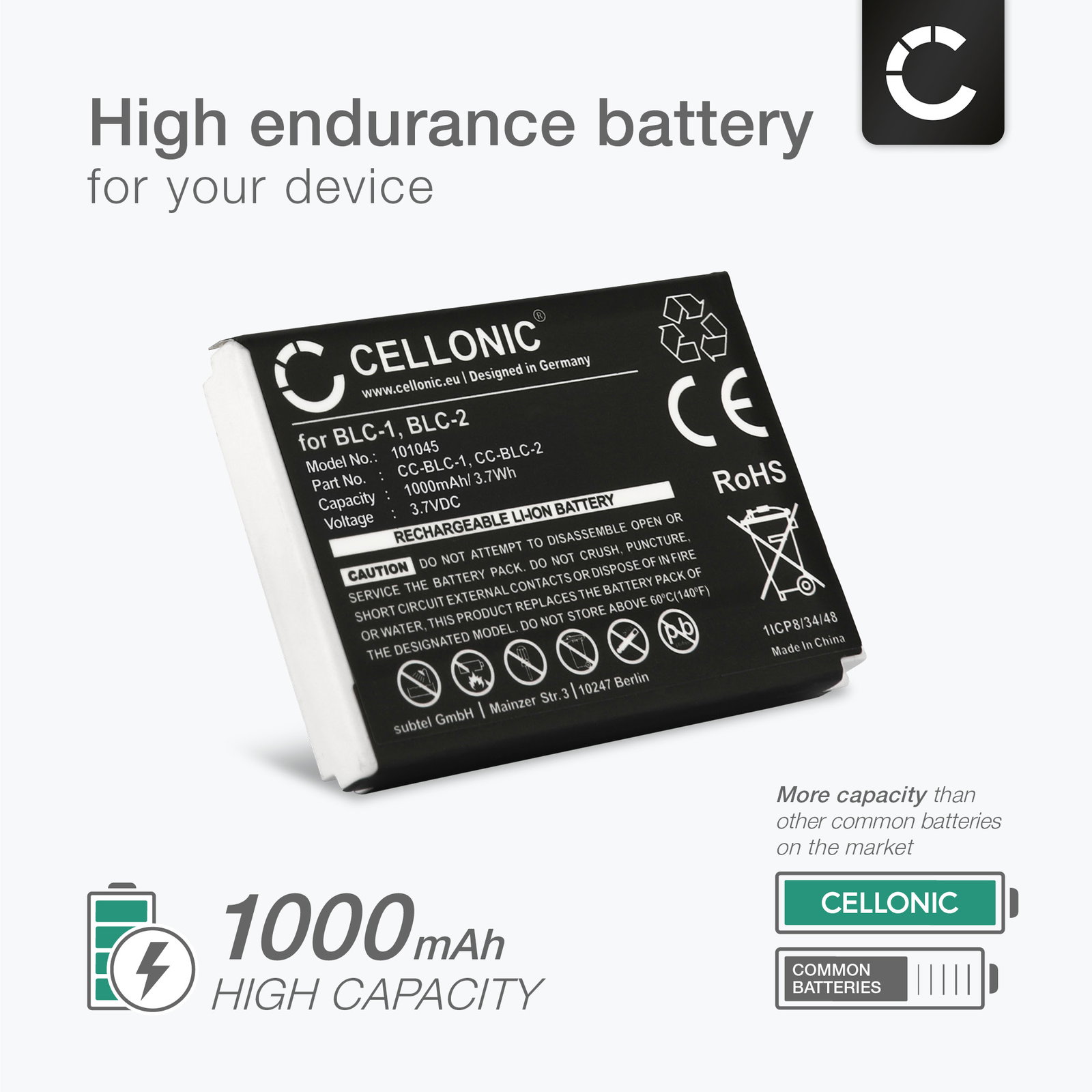 Batteria Li-Ion 1500 MAh Compatibile Nokia 3310, 3330, 5510 – Sostituisce BLC-2, BLC-3, BMC-3
