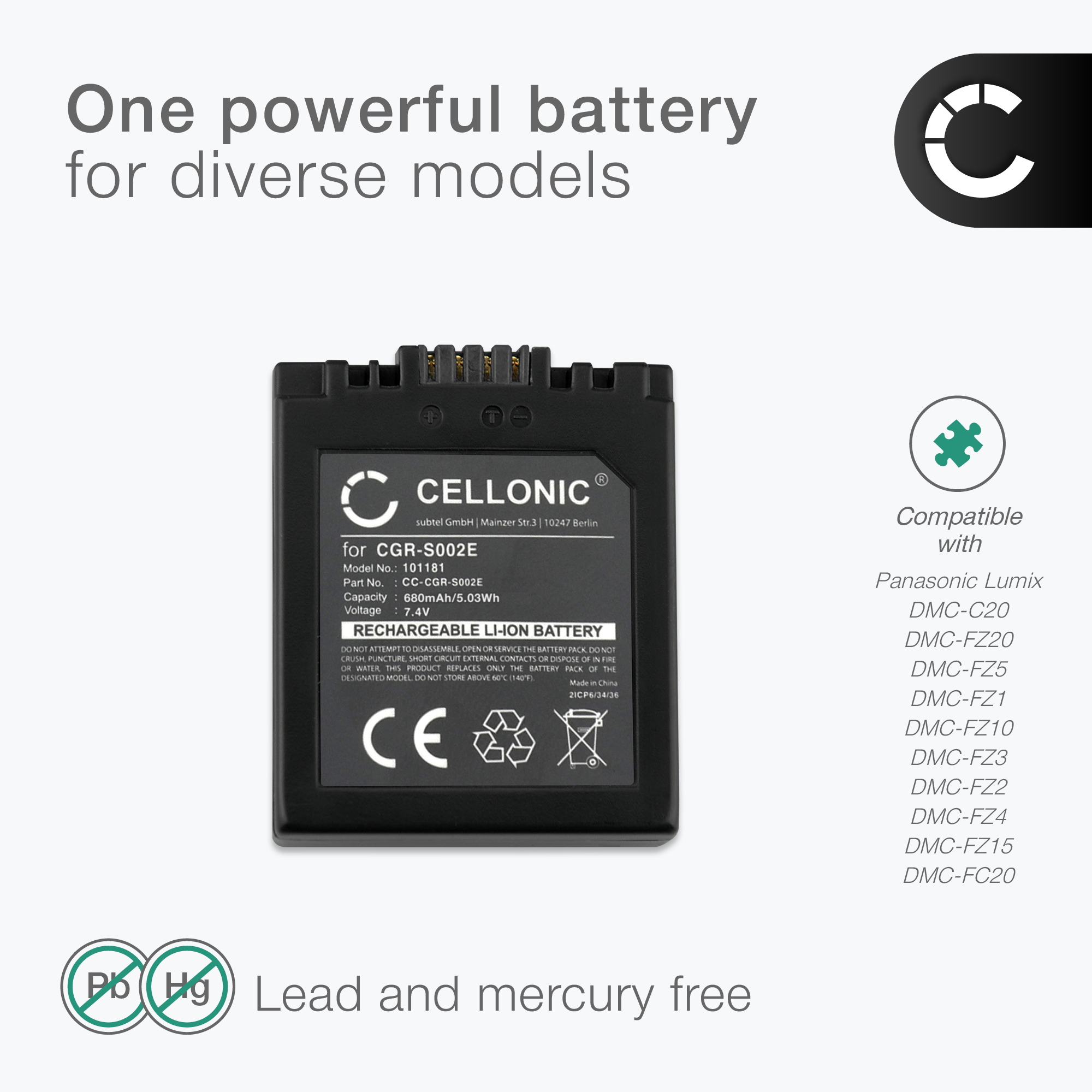 CGA-S002, CGA-S002A, CGA-S002E, DMW-BM7 Li-Ion Bat... – Grandado