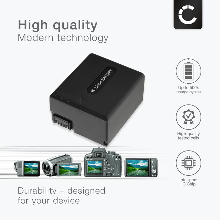 Batterie pour caméscope Handycam Sony DCR-PC100, DCR-PC100E, DCR-PC110, DCR-PC110E, DCR-PC115, DCR-PC115E MiniDV