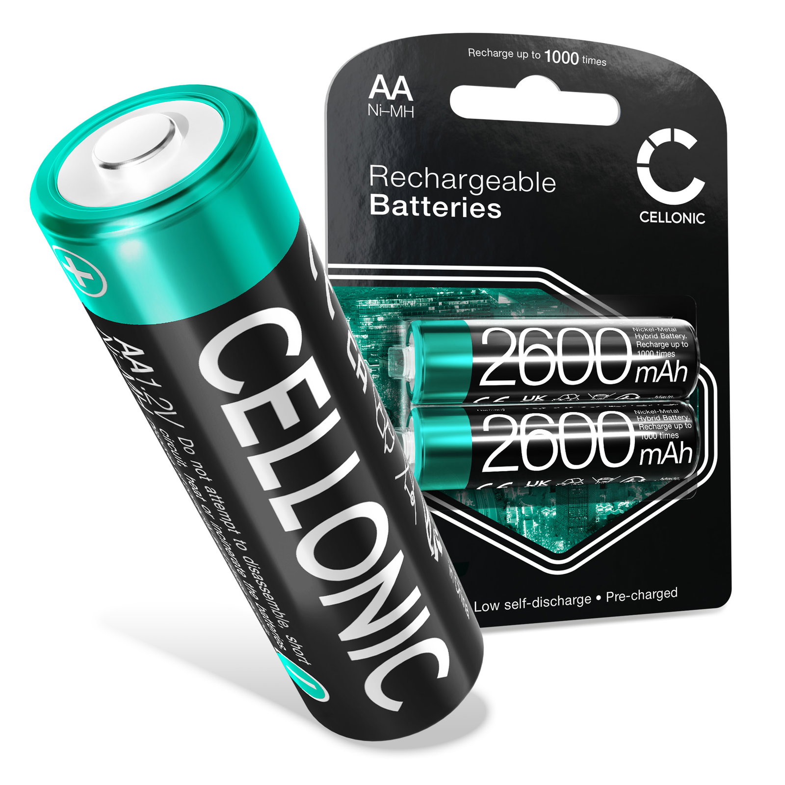 2x 2600mAh AA Canon Camera Battery AA NiMH Batterie 2600mAh (x2)