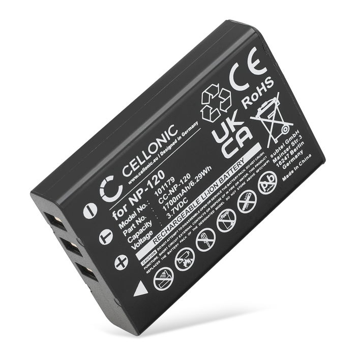 Battery for Ordro HDV-D320, HDV-D325, HDV-D395, HDV-D80S NP-120 (1700mAh, 3.7V) from CELLONIC