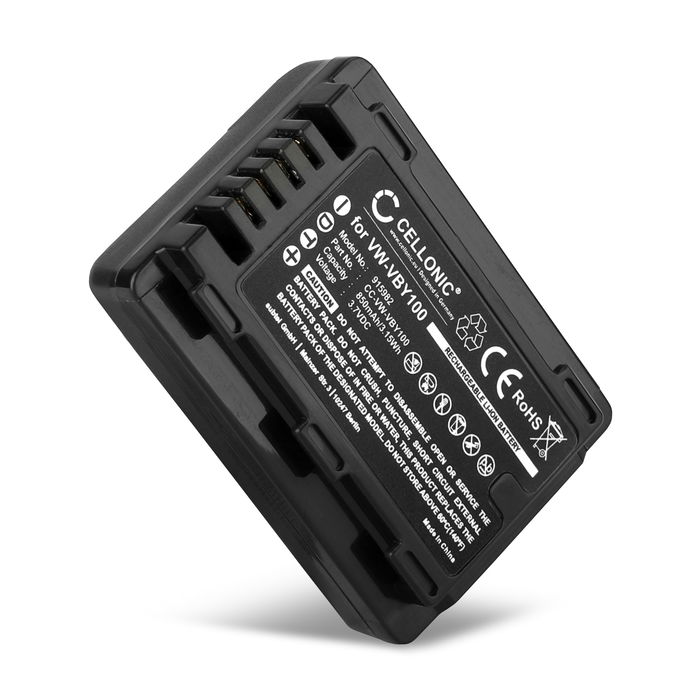 Battery for Panasonic HC-V110, HC-V130, HC-V201 VW-VBY100 (850mAh, 3.7V) from CELLONIC