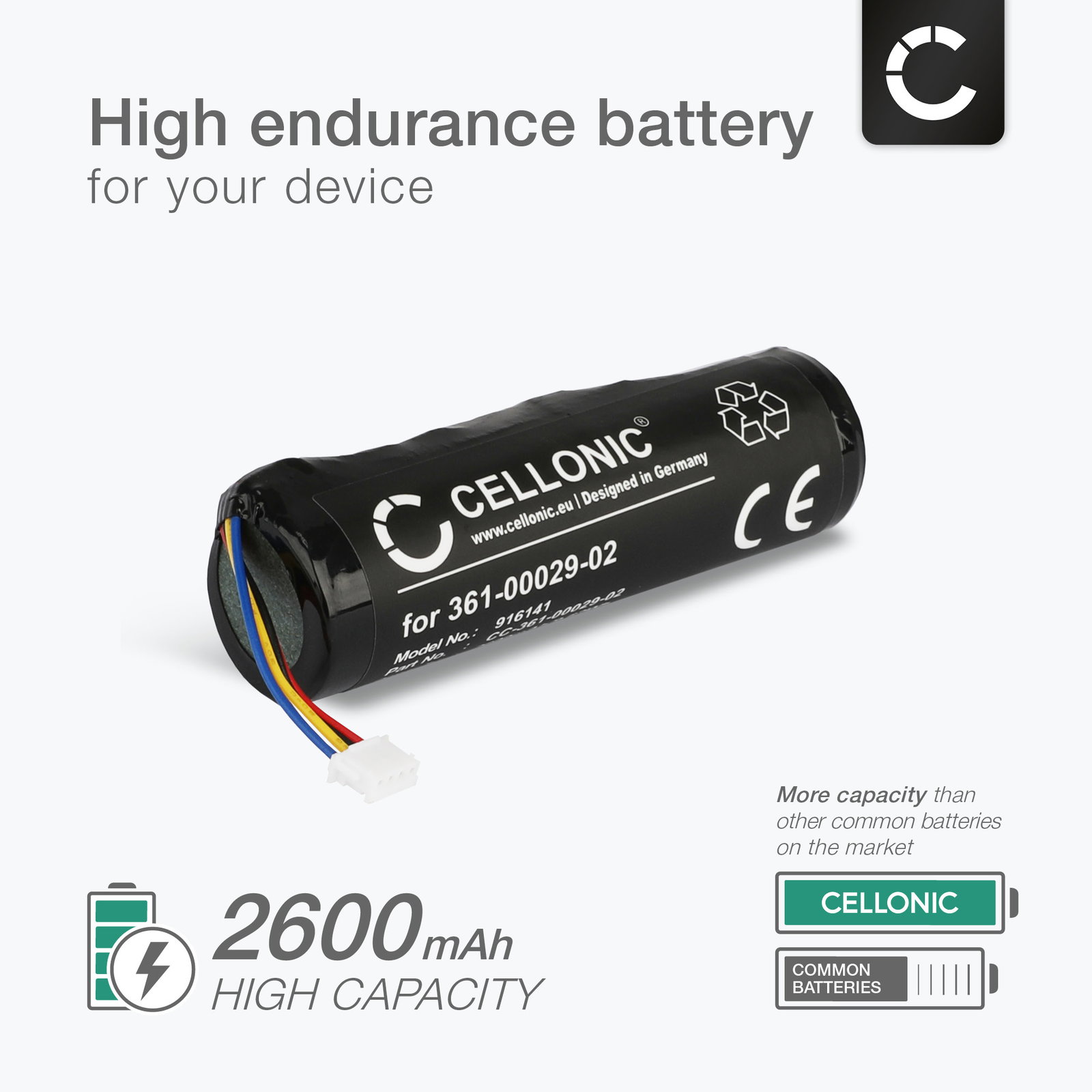 ガーミンT5 Garmin T5 GPS Battery 2600mAh from CELLONIC