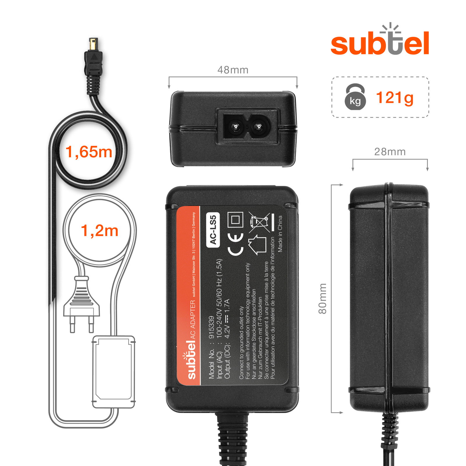 Power Supply for Sony Cyber-shot H3, W1, P200, V1, F88