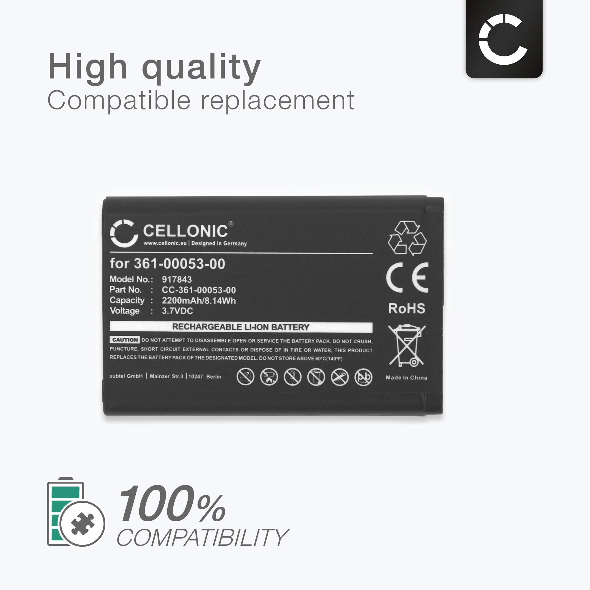 Batterie 2200mAh 3.7V Pour Garmin Montana 600/650, Alpha 100, Monterra – Remplacement Fiable