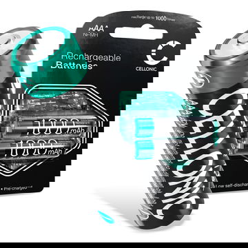 CELLONIC 2x AAA Batteries 1.2V 1000mAh NiMH Rechargeable AAA LR03 Batteries / R03 Batteries / Triple A Micro AAA Battery for Remote Controls, MP3, Baby Monitors, Phones