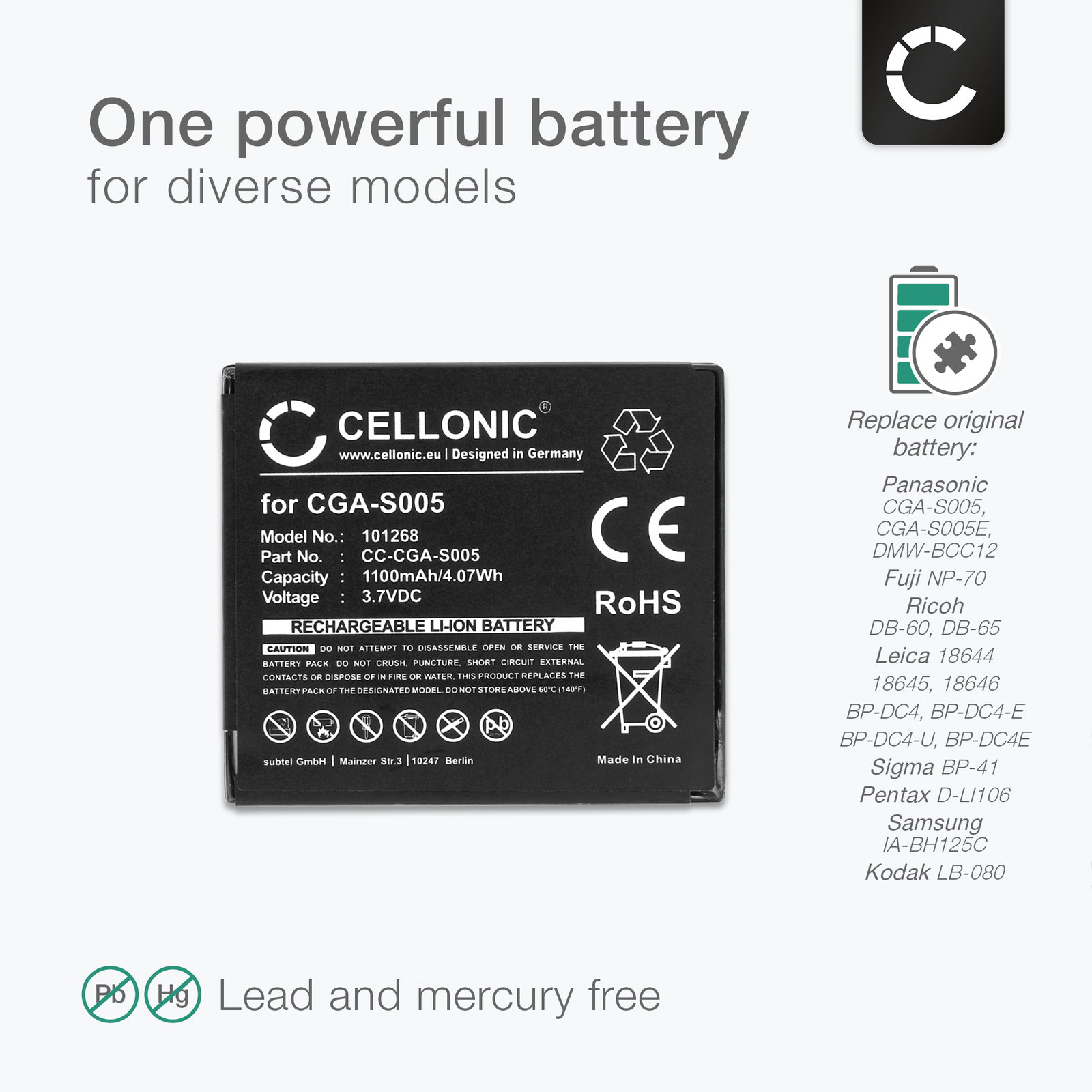 Batteria Vhbw Compatibile Con Ricoh DB-90 Per Fotocamere GXR, GXR 28mm - 1500mAh, 3,6V, Li-Ion, Sostitutiva