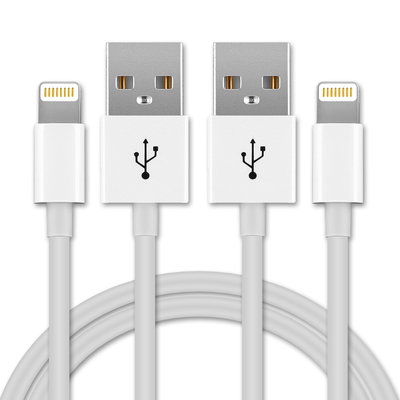 2x Lightning 8 Pin Phone Charger Cable for Apple iPhone 14, 13, 12, 11, X, XS, XR, 8, 7, SE 1m Fast Charging Smartphone Data Cable White