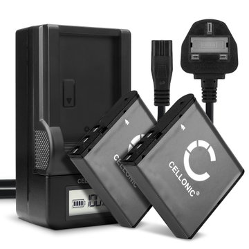 2x Battery for Besteker F301, 302S, HDV-D328, HDV-VD2, HDV-Z28, DDV-V6, DDV-V8, HDV-301S FHD 950mAh + Charger from CELLONIC