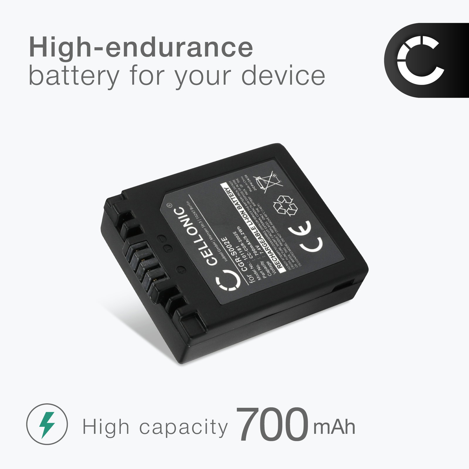 2x 700mAh Panasonic Camera Battery CGA-S002e CGR-S002 DMW-BM7