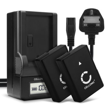 2x EN-EL14 Camera Battery + Charger Set for Nikon D5600 D5500 D5300 D5200 D5100 D3400 D3300 D3100 CoolPix P7800 P7700 P7100 1050mAh Replacement Battery MH-24 LCD Smart Charger