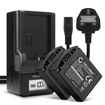 2x CGA-S006, DMW-BMA7 Camera Battery + Charger Set for Panasonic Lumix FZ18, FZ28, FZ50, FZ30, FZ35, FZ38, FZ8, FZ7, CGR-S006 750mAh Replacement Battery BC-DC5 DE-A43B DE-A44A LCD Smart Charger