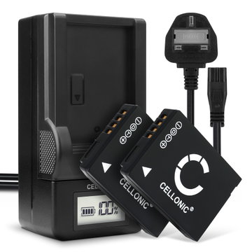 2x CELLONIC Camera Battery for Panasonic Lumix DMC-TZ10 TZ6 TZ7 TZ8 TZ18 TZ20 TZ25 TZ30 TZ31 TZ35 DMC-ZX1 Replacement DMW-BCG10 BCG10e BCG10pp Battery 890mAh Backup + Charger DE-A66