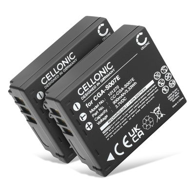 2x CGA-S007 CGR-S007 DMW-BCD10 Battery for Panasonic Lumix DMC-TZ5 DMC-TZ5 DMC-TZ3 DMC-TZ1 DMC-TZ4 DMC-TZ2 900mAh Camera Battery Replacement