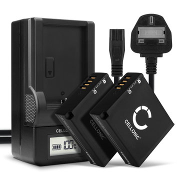 2x DMW-BLE9 DMW-BLG10 Camera Battery + Charger Set for Panasonic Lumix DMC GX80 LX100 GF6 GX7 TZ80 TZ101 TZ202 TZ81 DMWBLG10E 980mAh Replacement Battery DE-A98A DE-A99B LCD Smart Charger