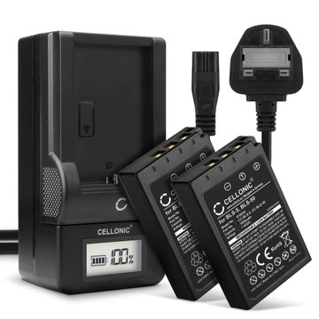 2x CELLONIC Camera Battery for Olympus Pen E-PL7, OM-D E-M10 Mark II, Olympus Stylus 1, Pen E-PL6, E-450, E‑P3 Replacement BCS-1 BCS-5 Battery 1000mAh Backup + Charger BLS-5 BLS-50