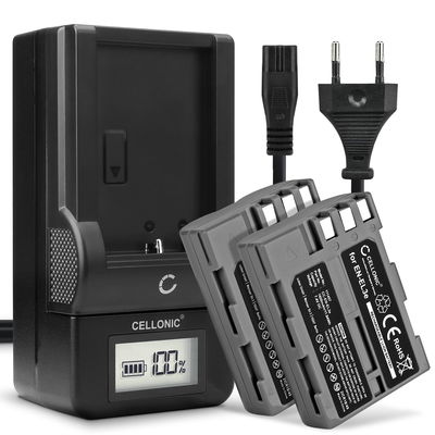 2x CELLONIC Camera Battery for Nikon D300S D300 D100 D200 D50 D70 D700 D70s D80 D90 D900 Replacement EN-EL3 EN-EL3e EN-EL3a Battery 1600mAh Backup + Charger MH-18a
