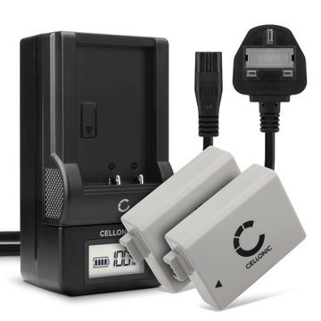 2x LP-E5 Camera Battery + Charger Set for Canon EOS 1000D EOS 500D EOS 450D EOS Rebel XS 1020mAh Replacement Battery LC-E5 CBC-E5 LCD Smart Charger