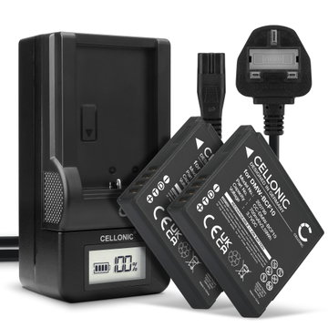 2x Battery + Charger for Panasonic Lumix DMC-FS62 DMC-FS10 FS6 FS7 FS15 FS30 FS42 FS62 700mAh from CELLONIC