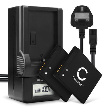 2x CELLONIC Camera Battery for Panasonic Lumix DMC-SZ10 SZ3 SZ8 SZ9 DMC-FS50 DMC-XS1 XS3 DMC-F5 DMC-FH10 Replacement DMW-BCL7 DMW-BCL7e Battery 600mAh Backup + Charger