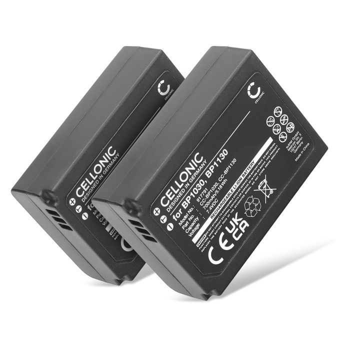 2x Battery for Samsung NX300 NX500 NX300M NX1000 NX2000 NX1100 NX200 NX210 BP1130 BP1030 700mAh from CELLONIC