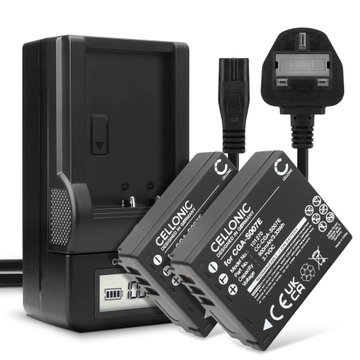 2x CELLONIC Camera Battery for Panasonic Lumix DMC-TZ5 DMC-TZ5 DMC-TZ3 DMC-TZ1 DMC-TZ4 DMC-TZ2 Replacement CGA-S007 CGR-S007 Battery 900mAh Backup + Charger DA-A46A DE-A25B DE-A26A