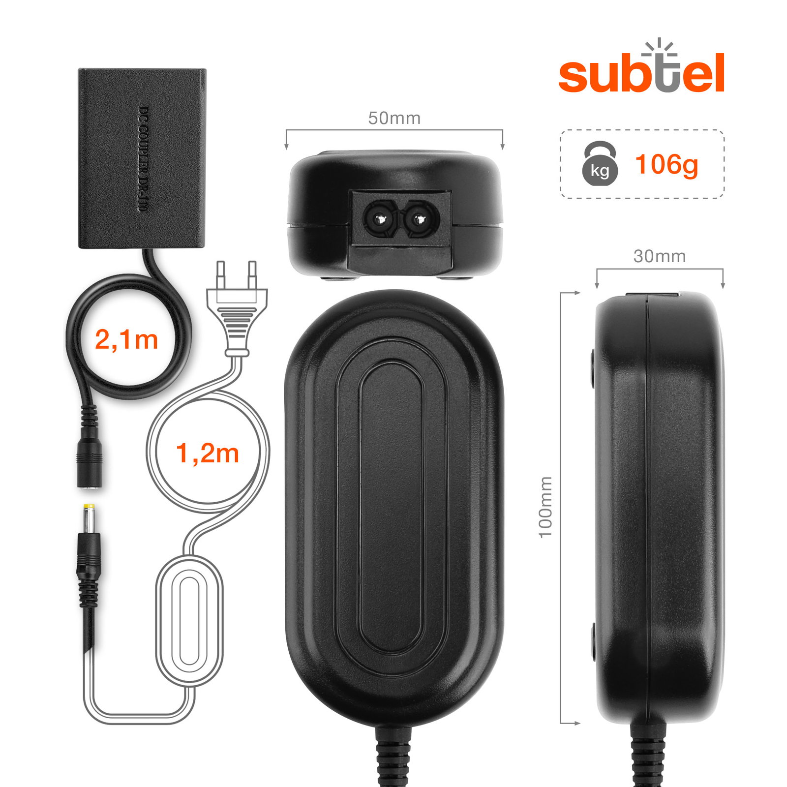 Power Supply for Canon PowerShot G7X, SX740 HS, G5X