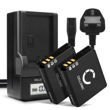 2x CELLONIC Camera Battery for Sigma DP-1 DP-2 DP-3 Merrill, Leica DLUX 4 DLUX 3 DLUX 2 CLUX 1, 18646 18645 18644 Replacement BP-DC4 BP-41 Battery 1100mAh Backup + Charger BC-DC4