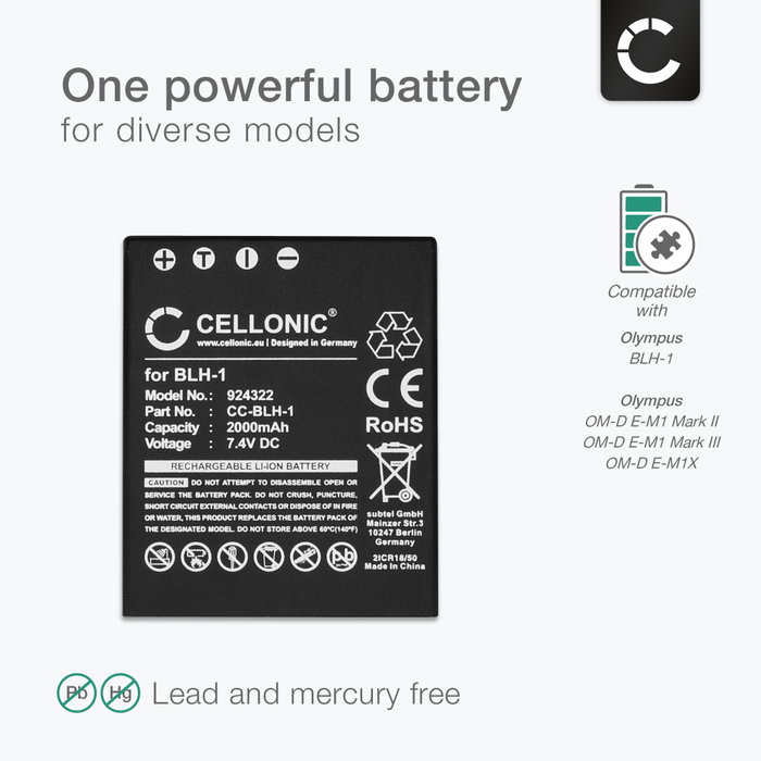 DSTE BLH-1 Spare Battery Compatible for Olympus BLH1 EM1 E-M1 Mark II E