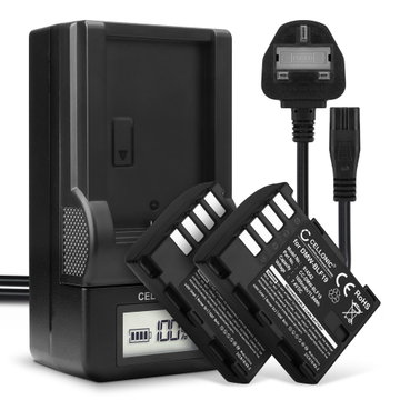2x DMW-BLF19E Camera Battery + Charger Set for Panasonic GH5 Lumix DC-GH5 DC-GH5s Lumix DMC-GH4 GH4 GH4r GH4h GH3 DMC-GH3h GH3a G9 DC-G9 1600mAh Replacement Battery DMW-BTC10 LCD Smart Charger