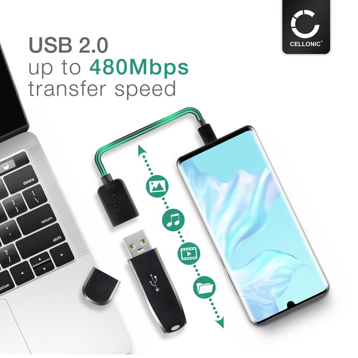 Maclean Cavo OTG USB 2.0 MicroUSB AM - AF – Adattatore On-The-Go 15cm – Per Collegare Pen Drive E Tastiere A Smartphone E Tablet - 3