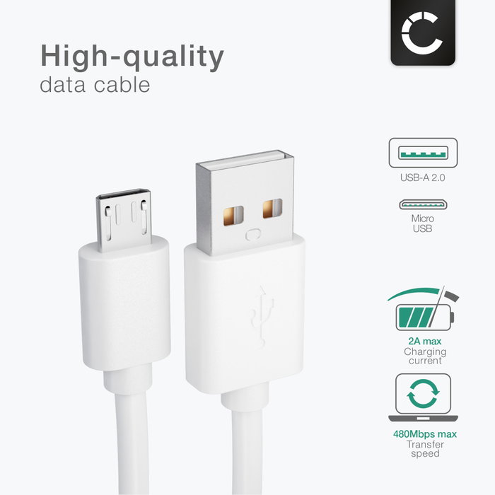 CELLONIC Cavo Micro USB 1m Per TP-Link Neffos - Serie X1, C9, C7, C5, Y50 - Ricarica 1A E Trasferimento Dati, PVC Bianco