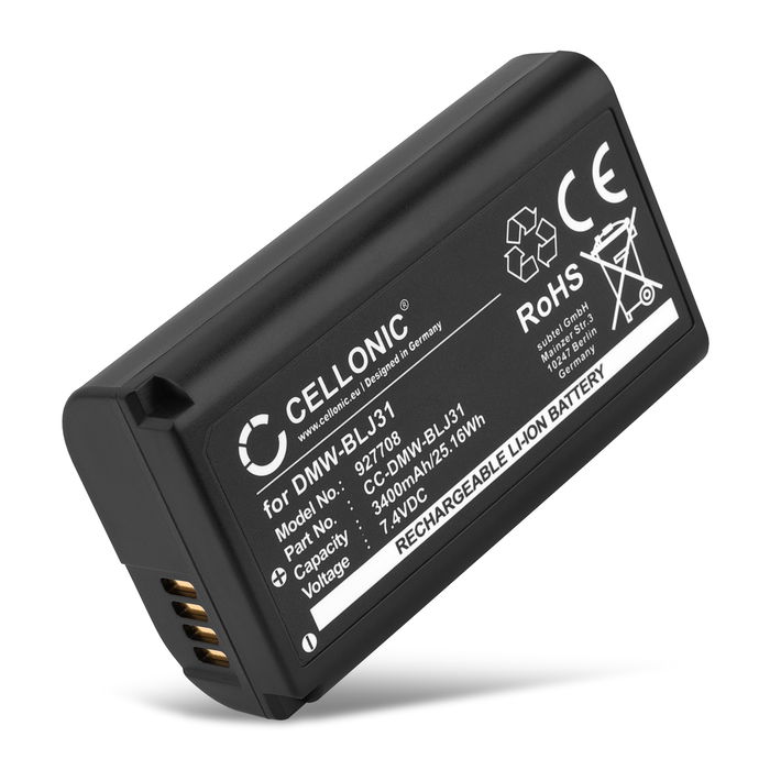 Battery for Panasonic Lumix DC-S1 Lumix DC-S1H Lumix DC-S1R Lumix S1 Lumix S1H Lumix S1R DMW-BLJ31 (3400mAh, 7.4V) from CELLONIC