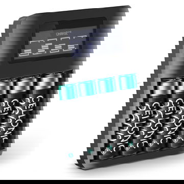 CELLONIC USB Rechargeable Battery Charger with LCD Display AA AAA NiMH Smart Intelligent Battery Recharger with Microprocessor and 4x 1.2V 2600mAh NiMH Rechargeable AA Batteries