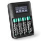 1x Charger 4x AA 2600mAh + 4x Batteries AA 2600mAh