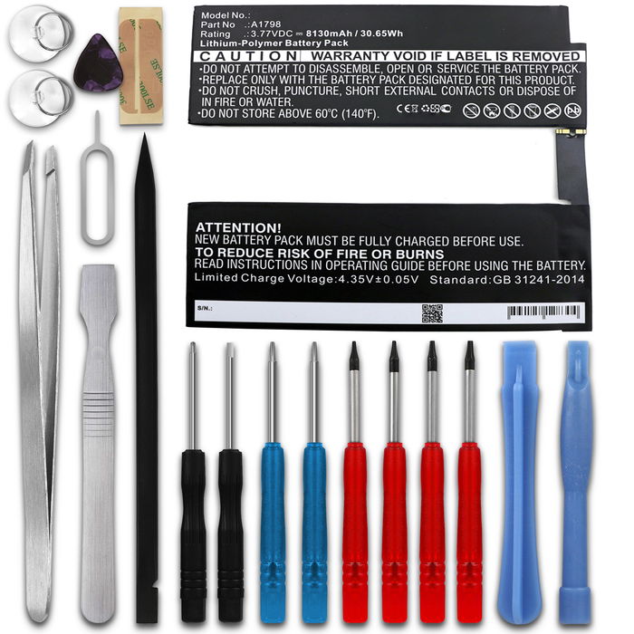 subtel Replacement Tablet Battery for Apple iPad Pro 10,5" (A1701 / A1709 / A1852) + 17-Tool Tablet Repair Kit - A1798 8130mAh