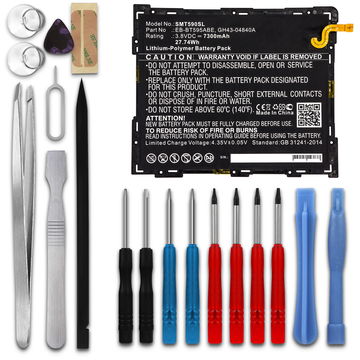 subtel Replacement Tablet Battery for Samsung SM-T590 Galaxy Tab A 10.5 Wi-Fi, SM-T595 Galaxy Tab A 10.5 LTE + 17-Tool Tablet Repair Kit - EB-BT595ABE, GH43-04840A 7300mAh