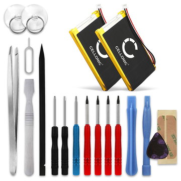 2x CELLONIC GPS Battery for TomTom GO 530, GO 630, GO 720, GO 730, GO 930, Traffic, SatNav + 17pc GPS Tool Kit AHL03714000,VF8 1300mAh SatNav Sat Nav Battery Replacement