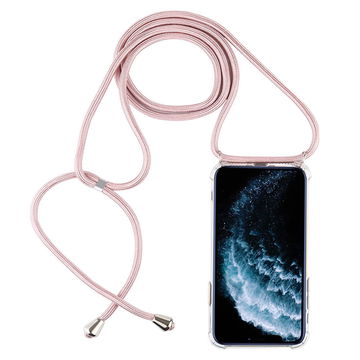 Smartphone necklace for Apple iPhone 11 Pro - Silicone, Crystal Clear/Pink Case