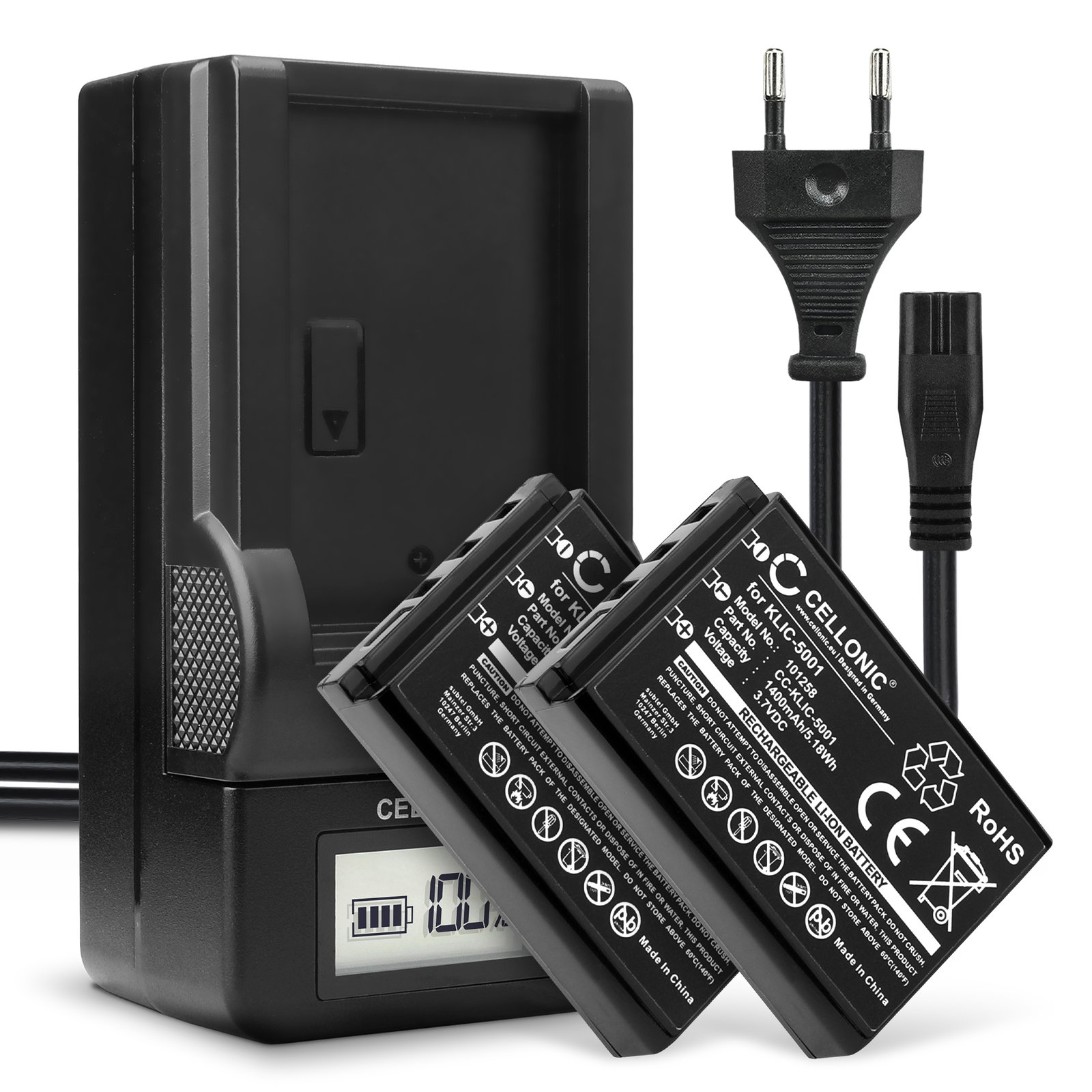 2x KLIC-5001 Battery + Charger for Kodak Easyshare