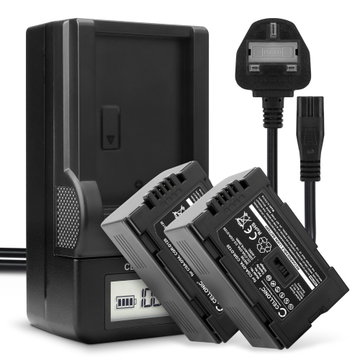 2x CGA-D54 CGR-D120 -D220 Camera Battery + Charger Set for Panasonic AG-DVX100 NV-GS11 NV-DS60 NV-GS1 NV-DS27 NV-DS29 NV-MX500 NV-DA1 NV-DS15 2200mAh Replacement Battery LCD Smart Charger