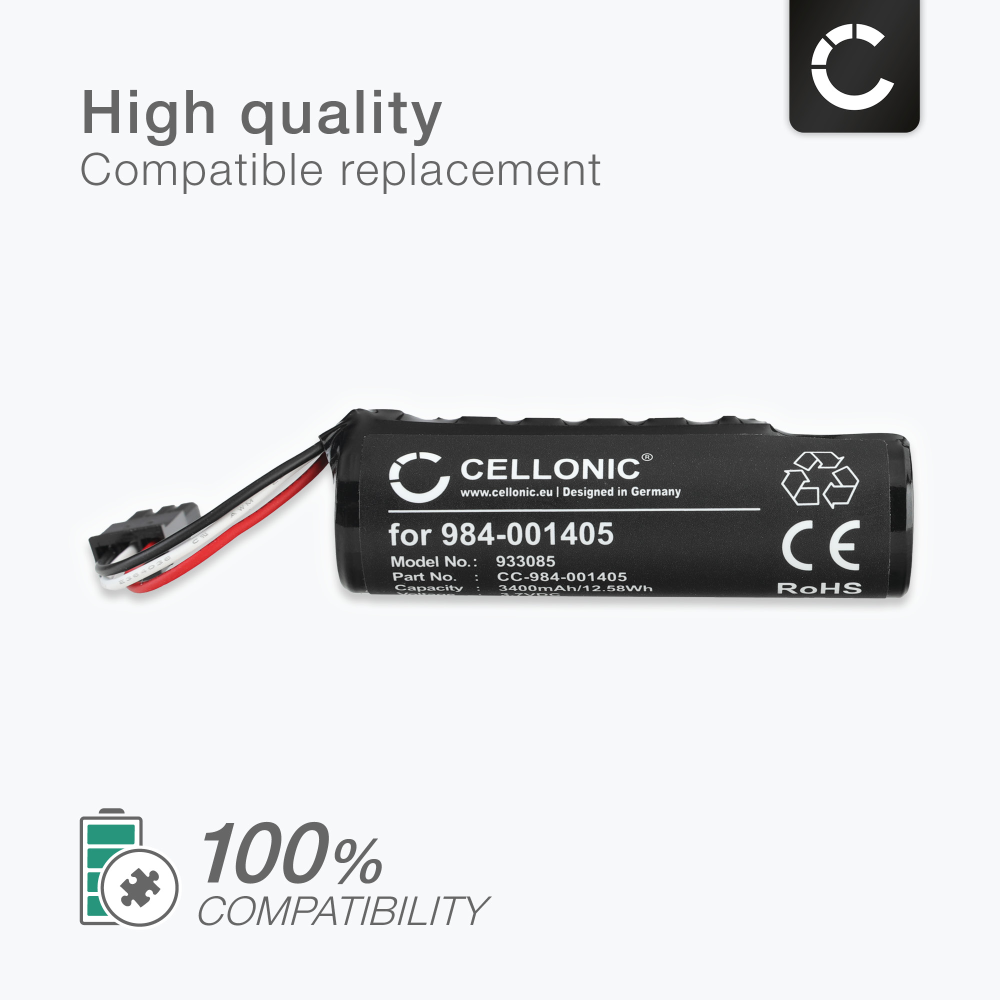 Batterie 2600mAh Compatible Logitech Ultimate Ears Boom 3 - Remplace 984-001405, S-00170, T123682016VK