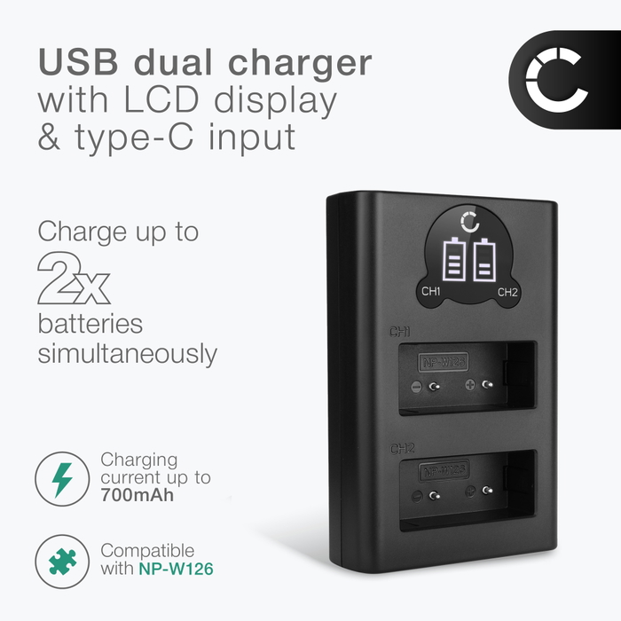 Chargeur Compatible Fujifilm X-T2 - Otech - Recharge Rapide Et Sûre Pour Votre Appareil Photo