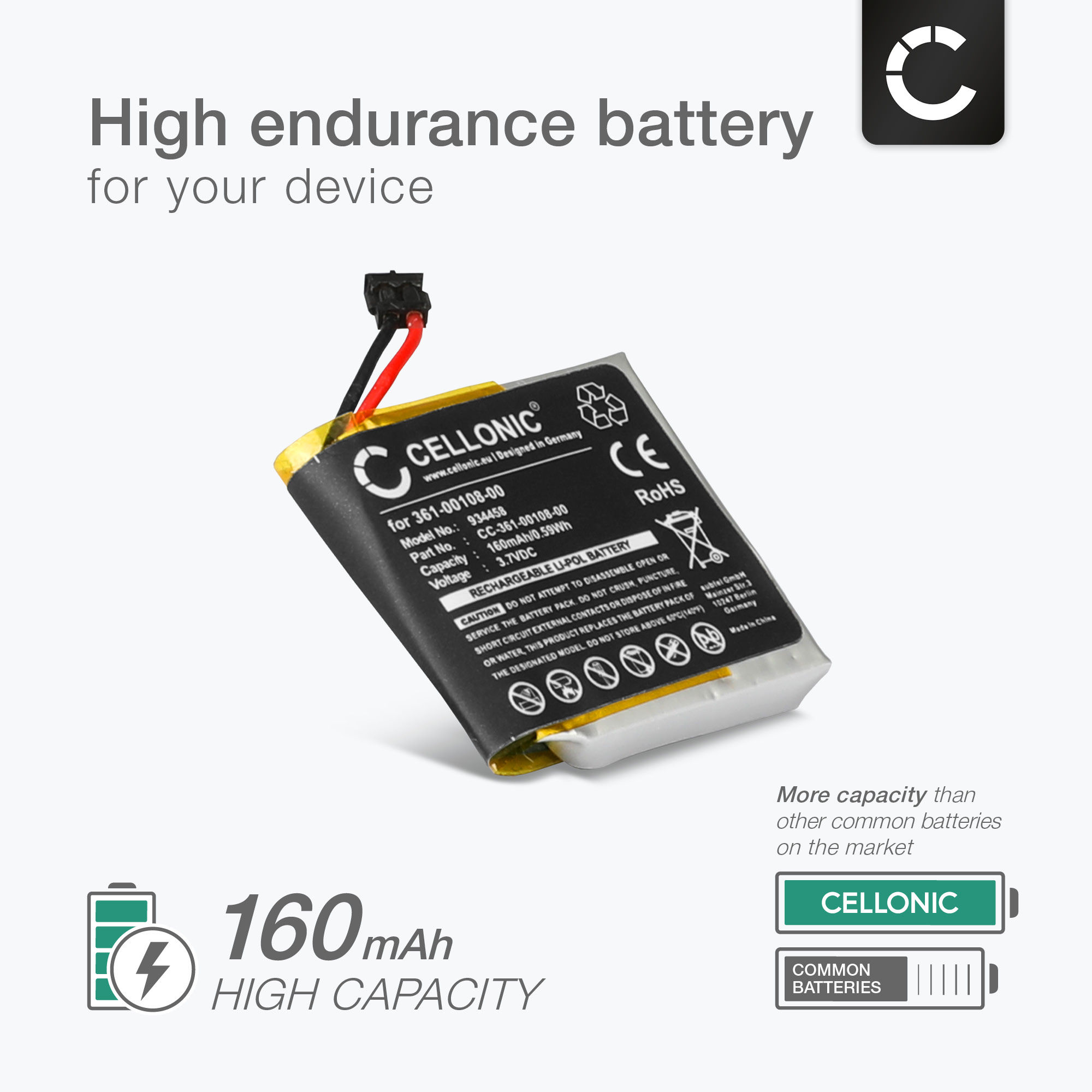 Batterie Pour Garmin Vivoactive 3 Et 3 Music - 160 MAh - Neuf Sous Emballage