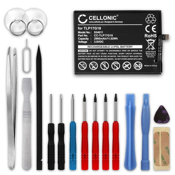 CELLONIC Phone Battery Replacement for Wiko Wim Lite + 17-Tool Phone Repair Kit - TLP17G18 2900mAh