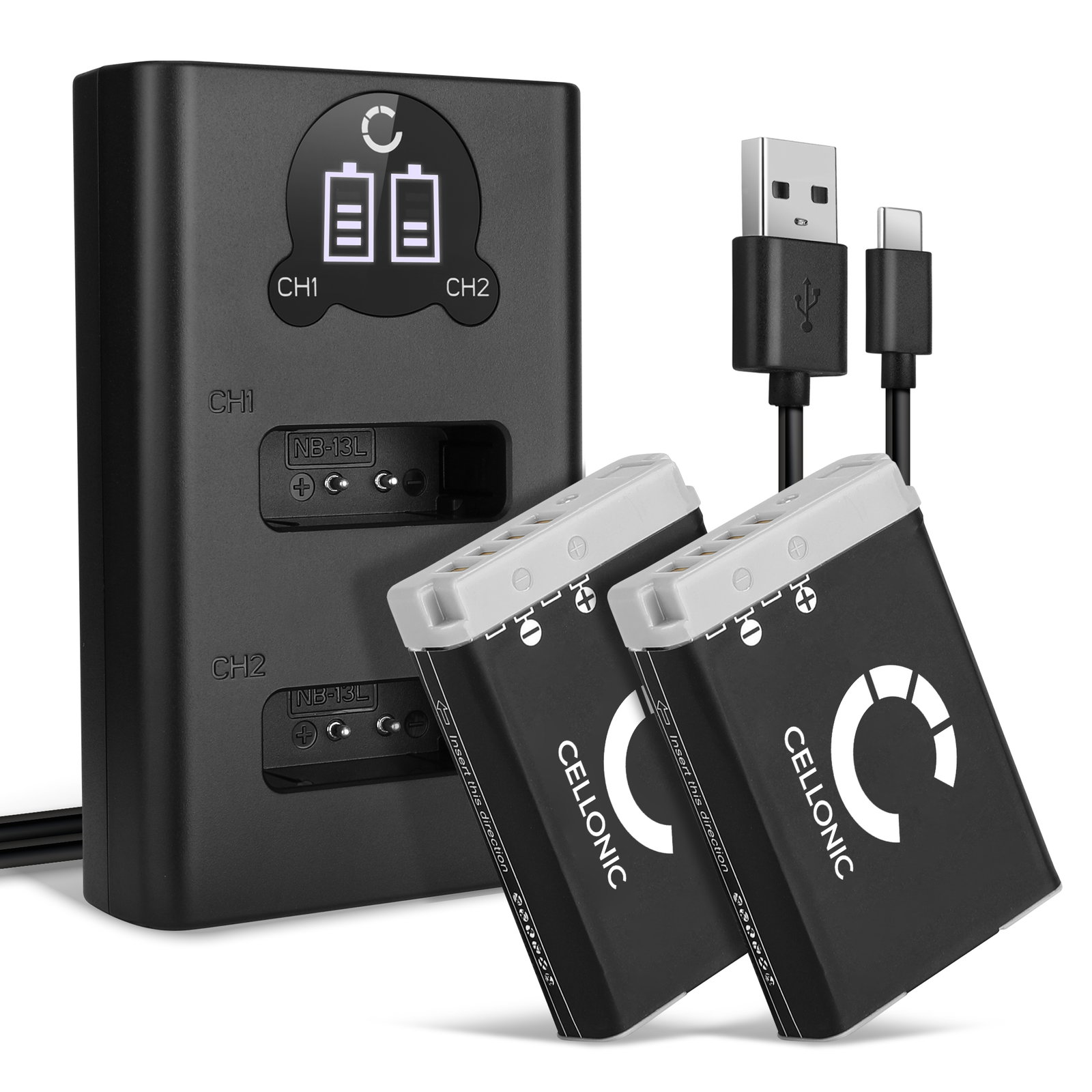 2x NB-13L Batteries for Canon G7X G5X G9X G1X + Dual Charger