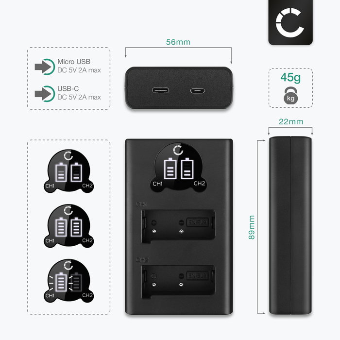 en-EL9 USB Chargeur pour Nikon D3000, D40, D40x, D5000, D60 Caméra et Plus