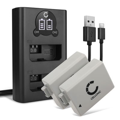 2x CELLONIC Camera Battery for Canon EOS 1000D, EOS 450D, EOS 500D, EOS Rebel T1i, EOS Rebel XS, EOS Rebel Xsi Replacement LP-E5 LP E5 Battery 1020mAh Backup + Dual Charger LC-E5 CBC-E5
