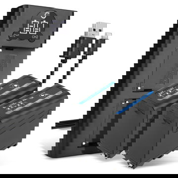 2x NP-F930 NP-F950 NP-F960 NP-F970 XL-B2 XL-B3, USB-Out Battery for Sony AX1 VX2000 VX2100 HDR-FX1 FX7 PD150 HXR-MC2000 FDR-AX1 Z CAM E2 10200mAh Camera Battery Replacement + Dual Charger