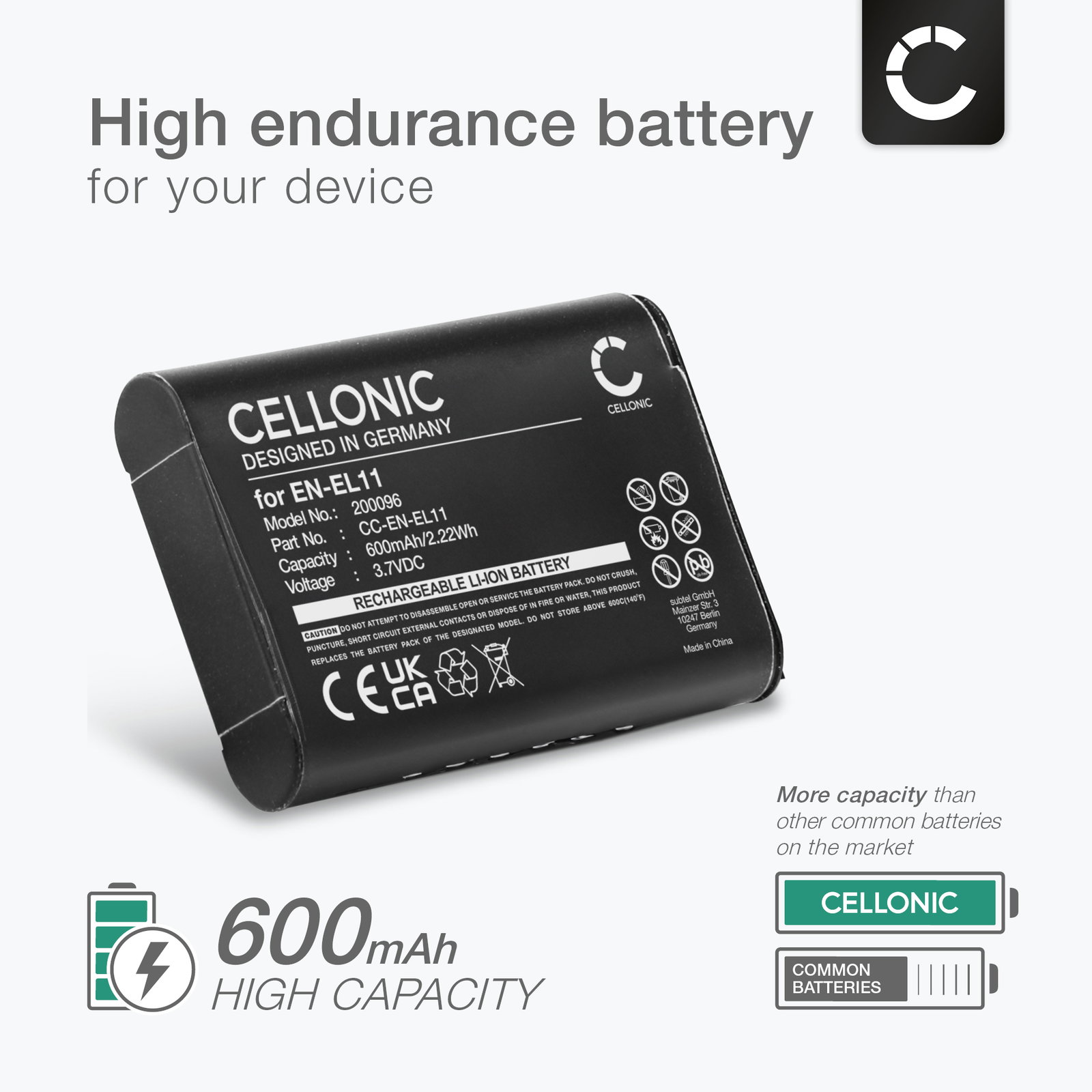 Batterie pour Pentax Optio E85 E75 M85 500mAh 3,6V